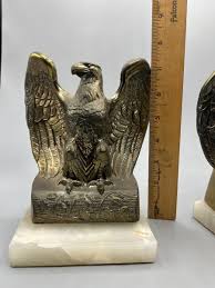 Vintage New Diamond Onyx & Metal Gold Tone Art Deco American Eagle Bookends | EstateSales.org