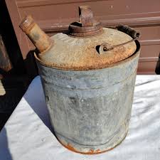 VINTAGE GALVANIZED STEEL WOOD HANDLE ONE GALLON GAS CAN | eBay