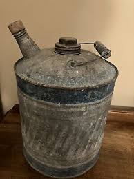 Vintage 2 Gallon Galvanized Kerosene/Gas Can with Wooden ...