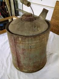 Antique Vintage Galvanized Gas Fuel Can Approx 2 Gal. Wooden ...
