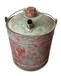 Vintage 1950s Rustic Red Metal Gas Can With Wooden Handle ...
