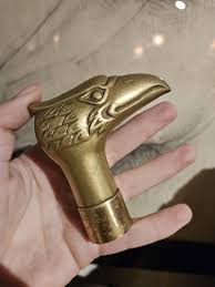 Vintage Brass Handle Wood Walking Stick Eagle Bird Hawk ...