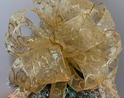 Large Gold Glitter Swirl Christmas Tree Topper Bow - Etsy