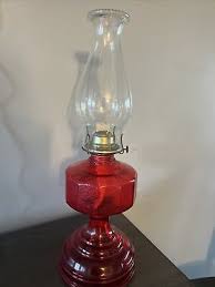 Vintage EARLY AMERICAN Red Ruby Flash HOMESTEADER Oil Lamp ...