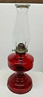 Vintage EAGLE KEROSENE OIL LAMP PEDESTAL BASE RED CLEAR ...