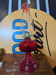 Vintage Red Glass Oil Lamp — Orr-Reed Est. 1946