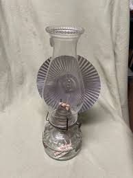 Vintage Eagle Clear Glass Oil Lamp W/Ribbed Reflector Shield ...