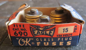 3 EAGLE 15A-125V GLASS PLUG FUSES vintage box Cat No 690 | eBay