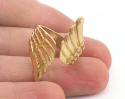 Wings Adjustable Ring Raw brass (18mm 8US inner size ...