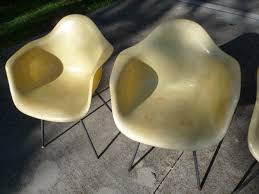 Set of 4 Herman Miller Co. Charles Eames Era Yellow Fiberglass Arm Chair. ~Nice~ | eBay