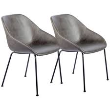 Corinna Vintage Dark Gray Leatherette Side Chair Set of 2 - #465G9 | Lamps Plus