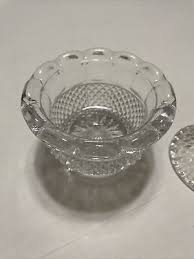 Vintage Candy Dish Crystal Scalloped Edge 3-Legged Lidded Diamond Pattern. | eBay