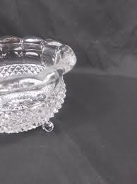 Vintage Crystal Glass Candy Dish Footed Diamond Pattern 5.5" H Scalloped Rim | eBay