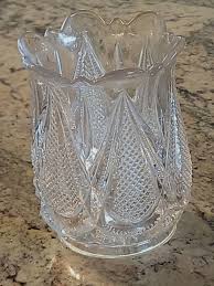 Antique Flint Crystal Glass EAPG Footed Spooner Vase 4" vase glows yellow | eBay