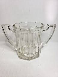 Early American Pressed Glass Double Handled Open Sugar Bowl Dish Scalloped Edge | eBay