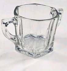 Crystal Glass Double Handle Starbirst Bottom Sugar Bowl Vintage | eBay