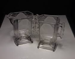 Early American Pressed Glass Sugar and Creamer, Central Glass Company, Central #730 (OMN) AKA Panel, Rib and Shell; Panelled Rib Shell; 1883 - Etsy