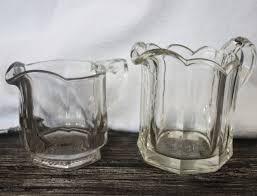 Two Heavy Glass Vintage Creamers Paneled Design - Etsy