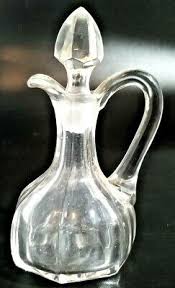 Vintage Small Clear Glass Oil or Vinegar Cruet Bottle with Stopper 5 3/4"" | eBay