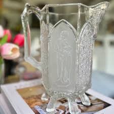 Antique Gillinder Glass Water Pitcher – Satin Frosted Figure ...