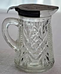 Vintage 1930's Pressed Glass Syrup or Creamer Pitcher with ...