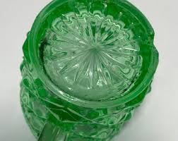 Vintage Uranium Imperial Glass Block Green - Pressed Glass Sugar Dish - Double Handle Open Sugar Bowl - Green Depression Glass - Etsy