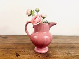 Vintage Rose Pink USA Pottery Stoneware Pitcher / Marked 191 Ornate Handle Mid Century Table Servingware Decor / Juice Coffee Tea Pitcher - Etsy