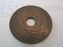 1941 TEN .10 CENTS! Vintage EAST AFRICA coin: GEORGE V ...