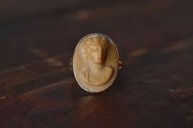 1900s 10K Antique Well Loved Hand Carved Lava Cameo Ring in Yellow Gold - Etsy