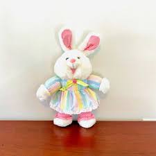 Vintage 1990s White Easter Bunny Rabbit 15" Plush Stuffed ...
