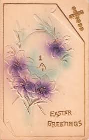Cross & Lilies by Egg Picturing a Church Scene on Old Airbrushed Easter Postcard | eBay