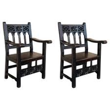 Pair of Spanish Slatted Barrel Back Hand Carved Chairs For Sale at 1stDibs