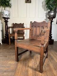 Set of Antique Oak Hall Chairs, 1900s | Chairish