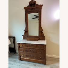 Victorian Eastlake Dresser with Mirror, Marble Top - AptDeco