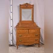 Oak 2 over 2 drawer dresser with beveled mirror; 15485-014 - R.H. Lee & Co. Auctioneers