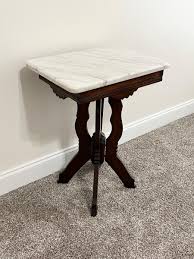 Antique Victorian Carrera Marble Top Side Table ...