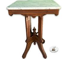 Vintage Eastlake Marble Top Table: Ornate Carved Wood Coffee Table With Wheels - Etsy