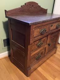 Lot - Antique Eastlake Marble Top Walnut Washstand