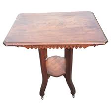 Antique Walnut Tier Rectangular Tea Table Side Table on Wheels, Circa 1910s For Sale at 1stDibs | antique table with wheels, antique tea table with wheels, antique table wheels
