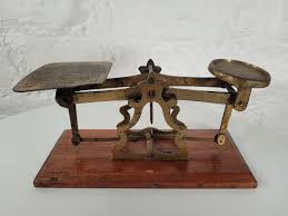 Antique Brass Postal Scales With Weights - Etsy