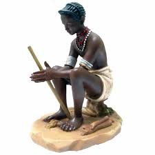 Stoneage Arts Inc 7" Mursi Making Fire Alabaster Figurine ...