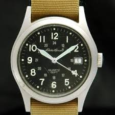 EDDIE BAUER Military Mens Field WATCH Black 24HR Dial ...