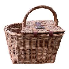 Vintage Picnic Basket Wicker With 2 Wine Bottle ...