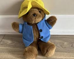 Vintage Paddington Bear Plush Stuffed Bear Blue Coat Yellow ...