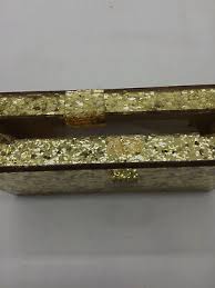 $148 Neiman Marcus Women's Gold Glitter Acrylic Clutch Purse ...