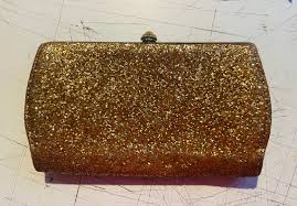 Vintage 1960's Sparkly Gold Glitter Metallic Evening Clutch ...