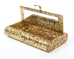 1950s Gold Star Glitter + Lucite Clutch with Mirror by ...