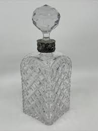 Vintage 10” Topazio Sterling Silver Mounted Cut Clear Glass ...