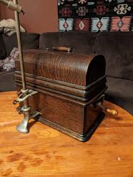 Great Antique Thomas Edison Cylinder Phonograph Player W/ Large Home Horn & Base | eBay