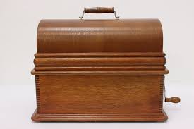 Edison Home Antique Oak Cylinder Phonograph & Horn, Records